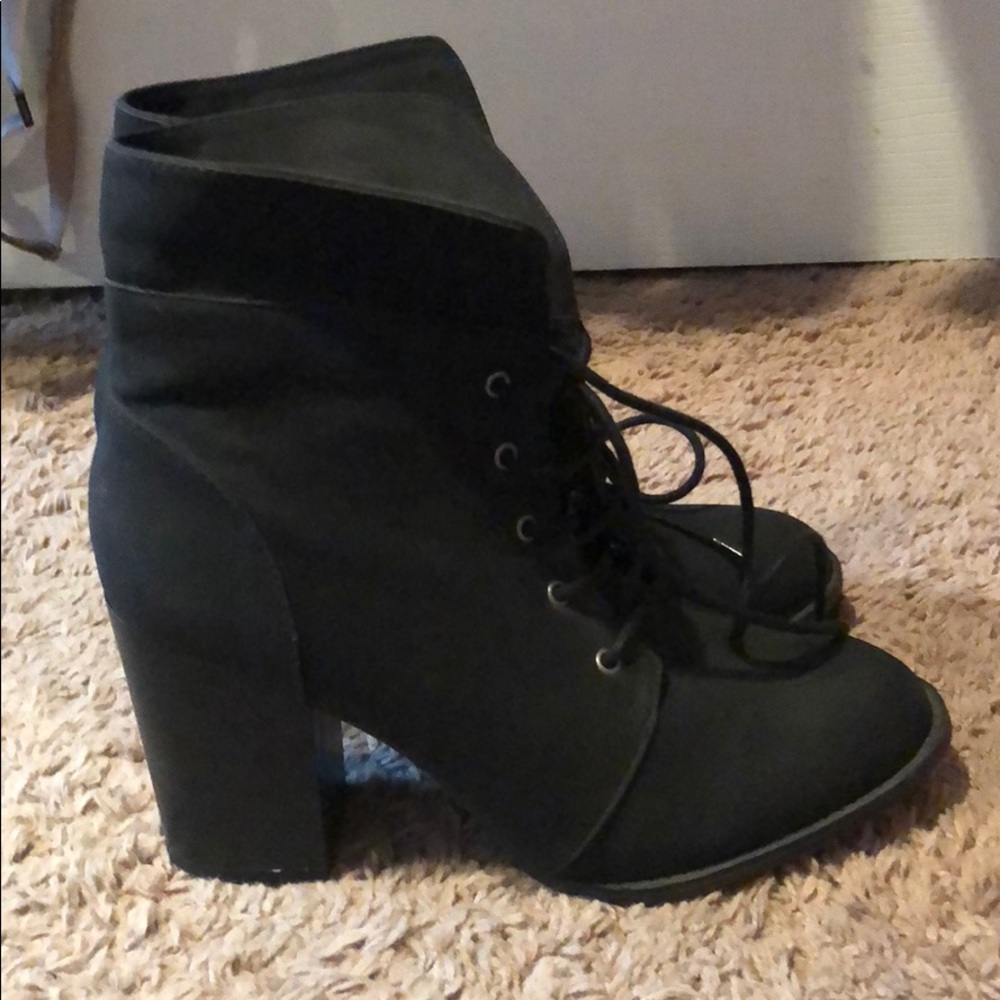 Black lace up booties